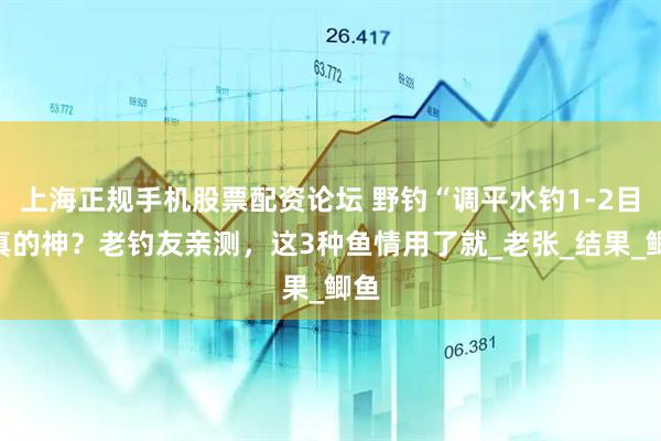 上海正规手机股票配资论坛 野钓“调平水钓1-2目”真的神？老钓友亲测，这3种鱼情用了就_老张_结果_鲫鱼