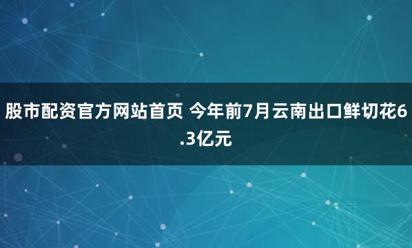 股市配资官方网站首页 今年前7月云南出口鲜切花6.3亿元