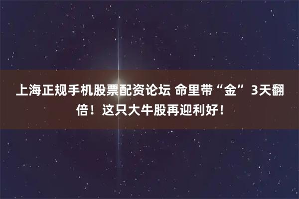 上海正规手机股票配资论坛 命里带“金” 3天翻倍!这只大牛股再迎利好!